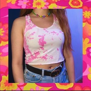 Calvin Klein Pink Crumple Tie Dye Cropped Tank
